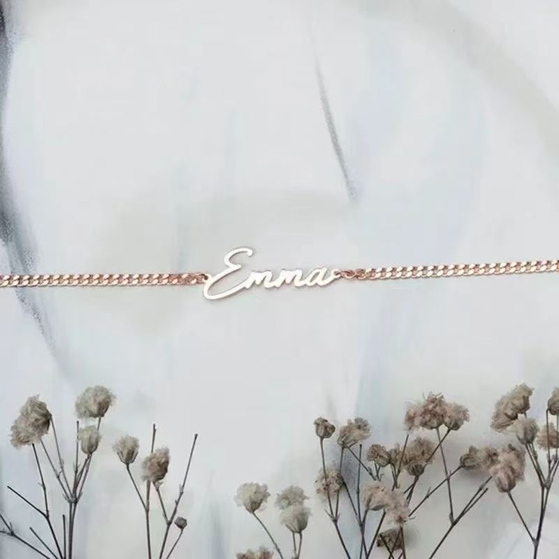 Personalised Name Bracelet - Stainless Steel Custom Nameplate Chain for Couples, Anniversary & Birthday Gift