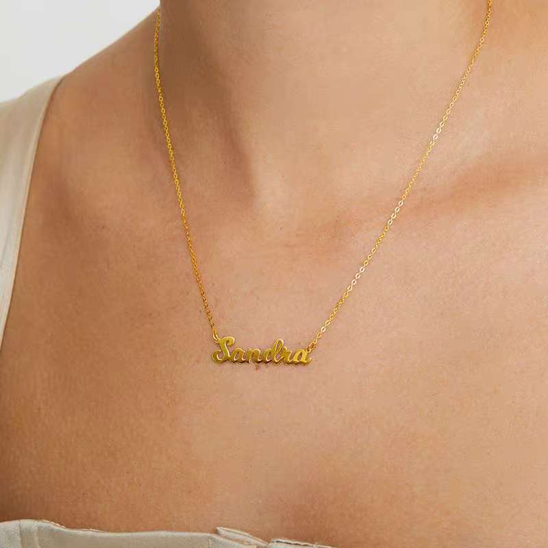 Personalised Name Necklace - Stainless Steel Custom Nameplate Pendant for Couples, Anniversary & Birthday Gift