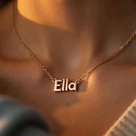 Personalised Name Necklace - Stainless Steel Custom Nameplate Pendant for Couples, Anniversary & Birthday Gift
