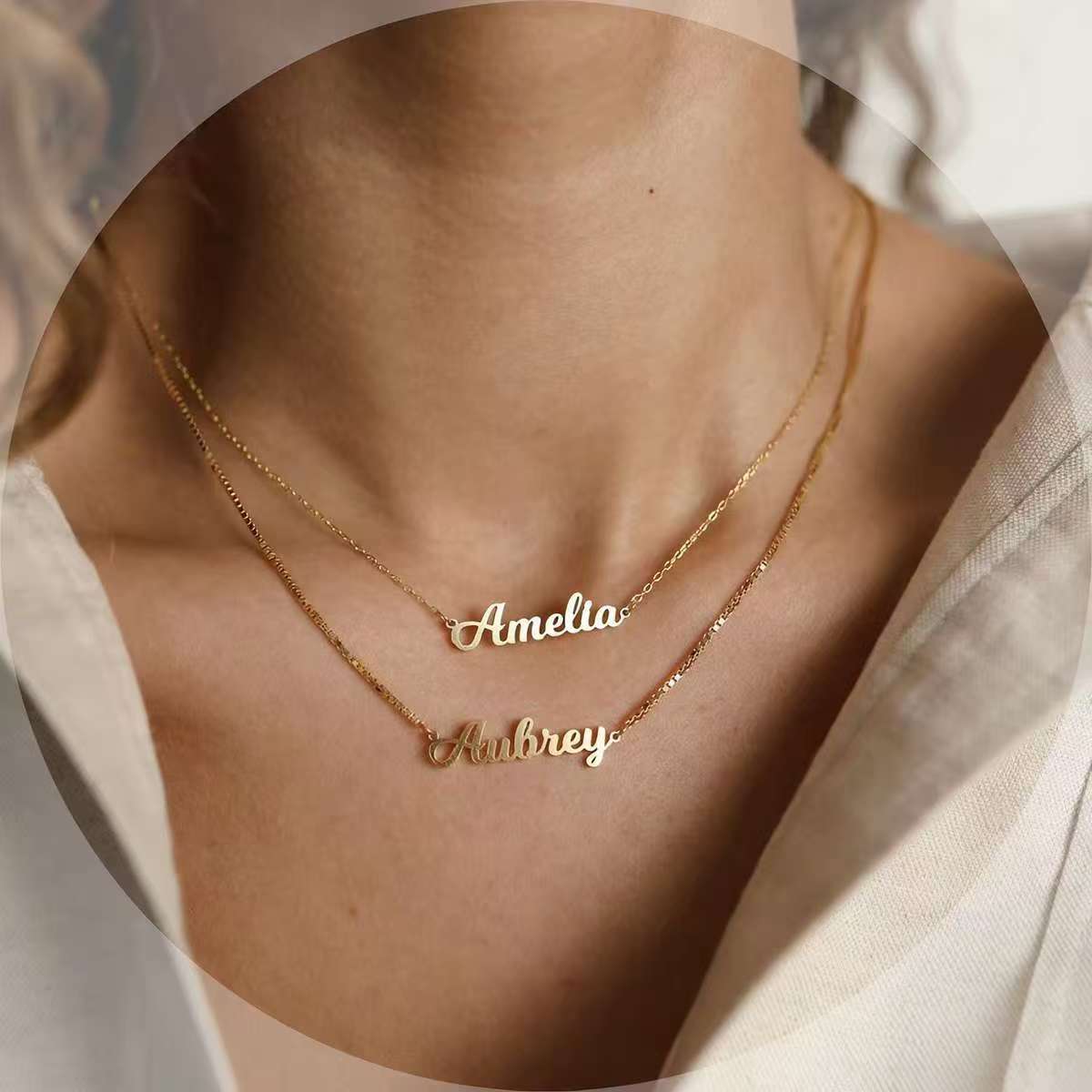 Personalised Name Necklace - Stainless Steel Custom Nameplate Pendant for Couples, Anniversary & Birthday Gift