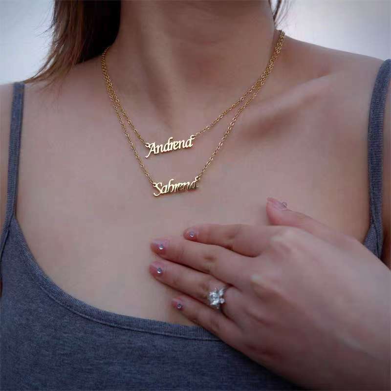 Personalised Name Necklace - Stainless Steel Custom Nameplate Pendant for Couples, Anniversary & Birthday Gift