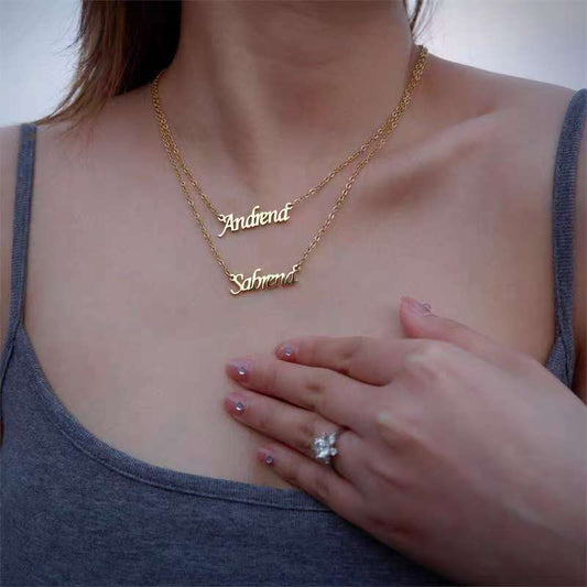 Personalised Name Necklace - Stainless Steel Custom Nameplate Pendant for Couples, Anniversary & Birthday Gift