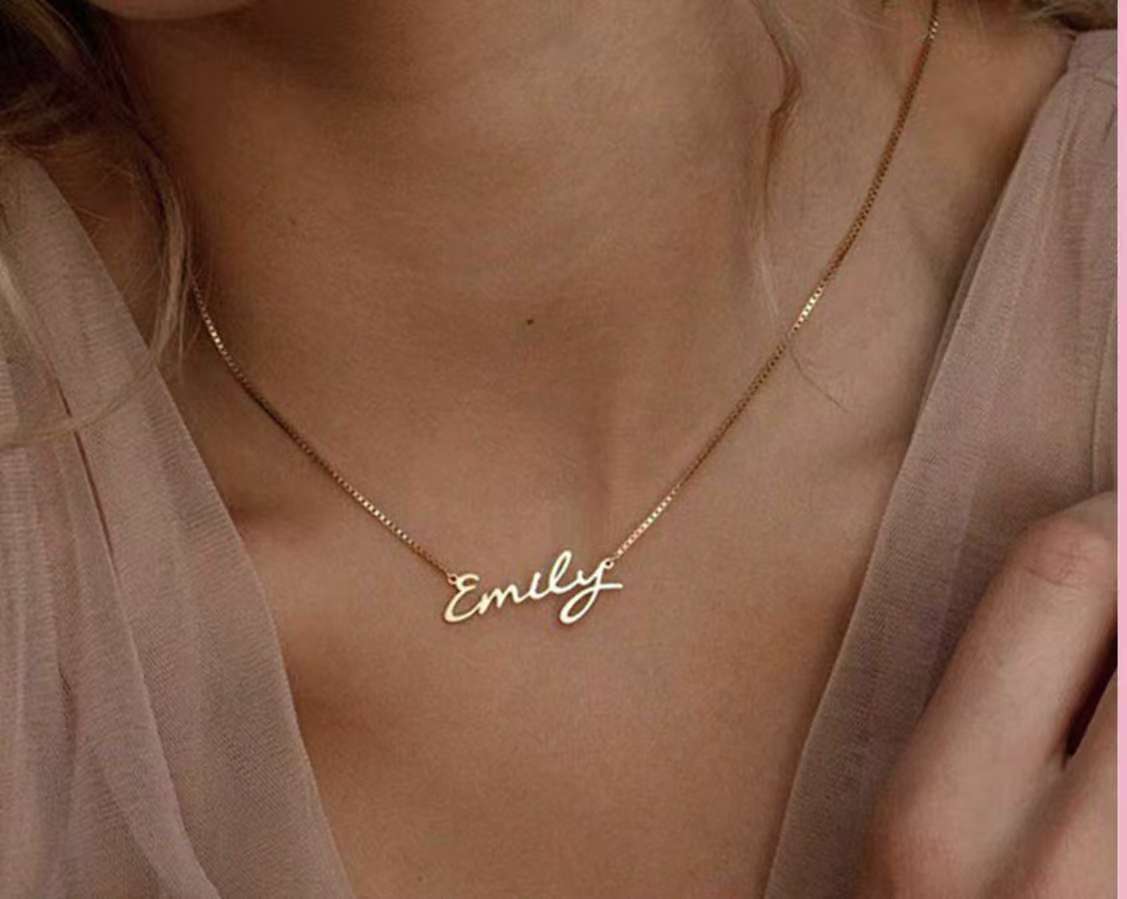 Personalised Name Necklace - Stainless Steel Custom Nameplate Pendant for Couples, Anniversary & Birthday Gift